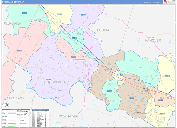 Goochland County, VA Zip Code Map