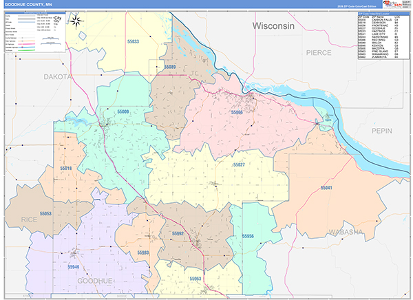 Goodhue County, MN Zip Code Map