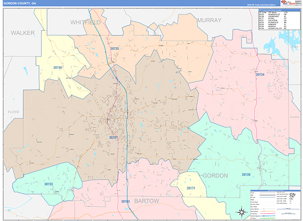 Gordon County, GA Zip Code Map