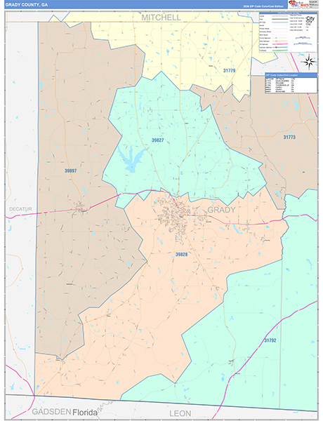 Grady County, GA Zip Code Map
