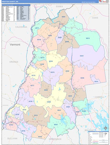 Grafton County, NH Zip Code Map