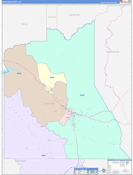 Graham County, AZ Zip Code Map