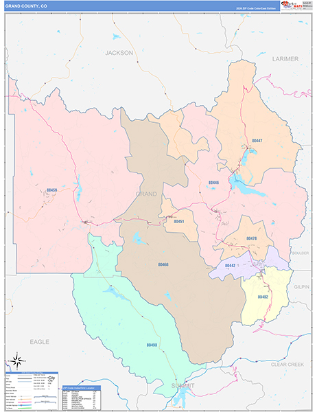 Grand County, CO Zip Code Map