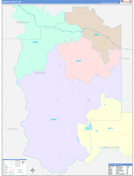 Granite County, MT Zip Code Map