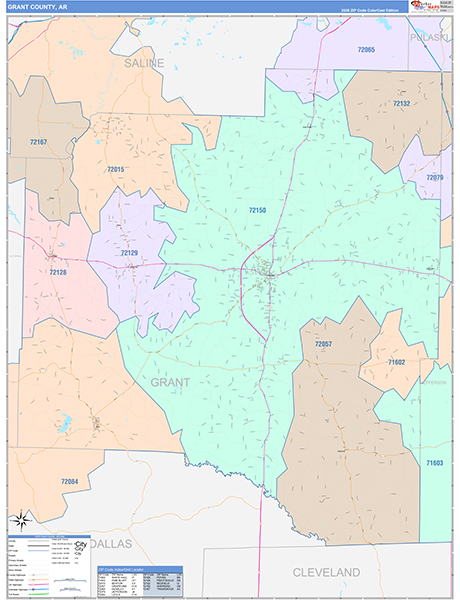 Grant County, AR Zip Code Map