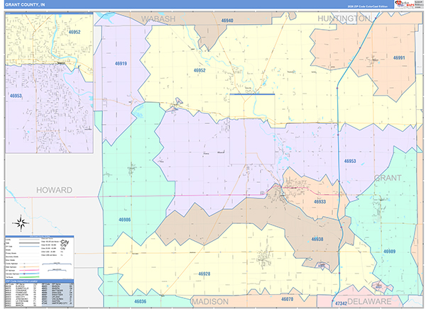 Grant County, IN Zip Code Map