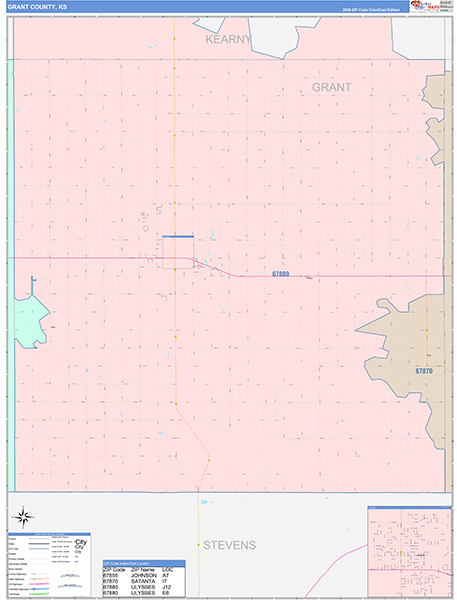 Grant County, KS Wall Map