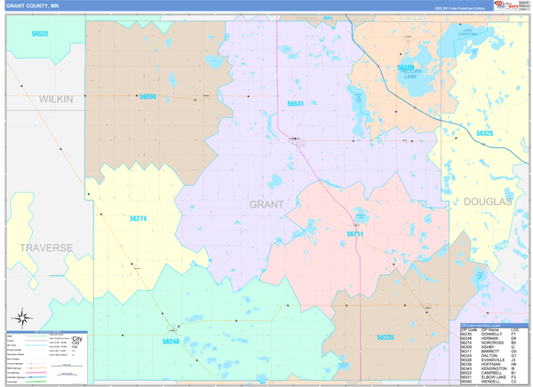 Grant County, MN Zip Code Map
