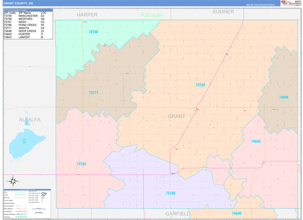 Grant County Digital Map Color Cast Style
