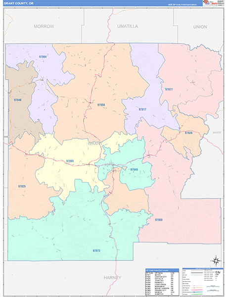 Grant County, OR Wall Map