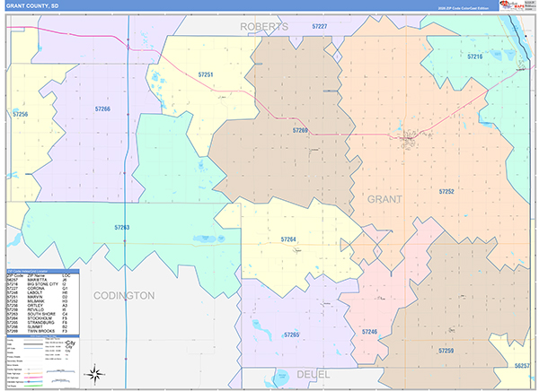 Grant County, SD Zip Code Map