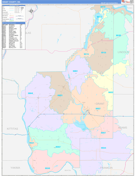Grant County, WA Wall Map