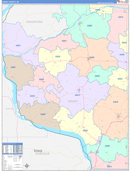 Grant County, WI Wall Map
