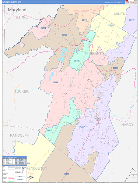 Grant County, WV Zip Code Map