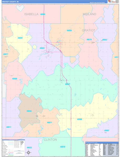 Gratiot County, MI Zip Code Map