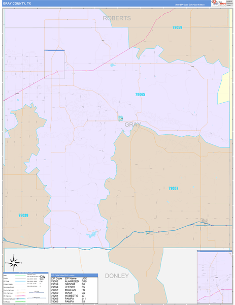 Gray County, TX Zip Code Map