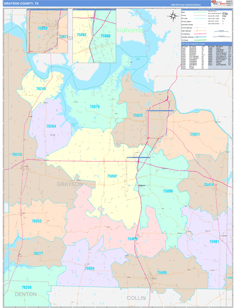 Grayson County, TX Wall Map