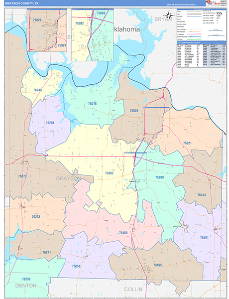 Grayson County, TX Zip Code Map