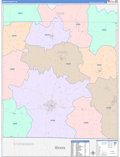 Green County, WI Wall Map