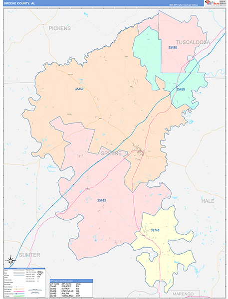 Greene County, AL Zip Code Map
