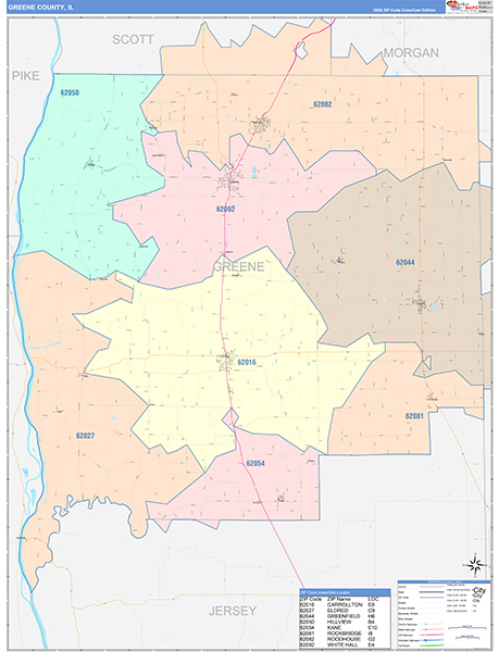 Greene County, IL Wall Map