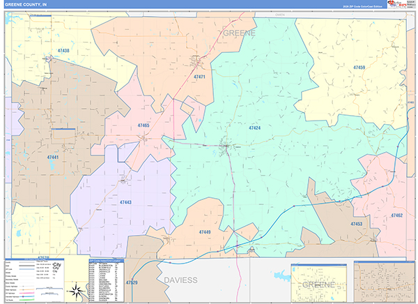 Greene County, IN Zip Code Map