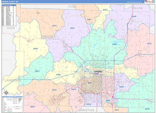 Greene County, MO Map Color Cast Style