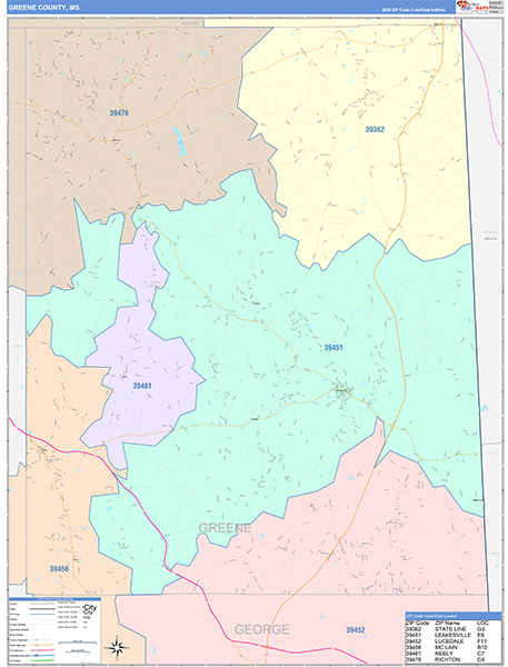 Greene County, MS Zip Code Map