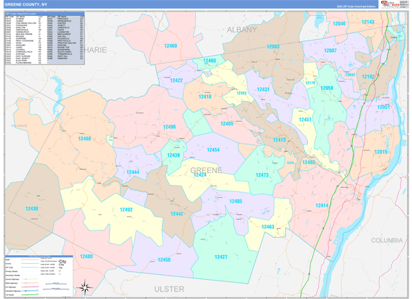 Greene County, NY Zip Code Map