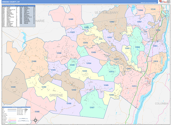 Greene County, NY Zip Code Map