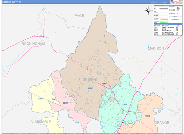 Greene County, VA Zip Code Map