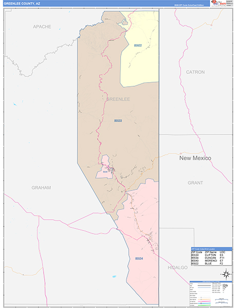 Greenlee County, AZ Zip Code Map