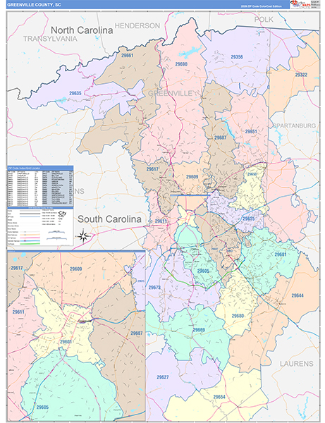 Greenville County, SC Wall Map