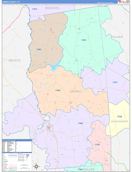 Grimes County, TX Zip Code Map