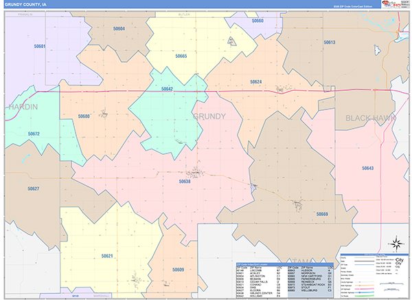 Grundy County, IA Zip Code Map