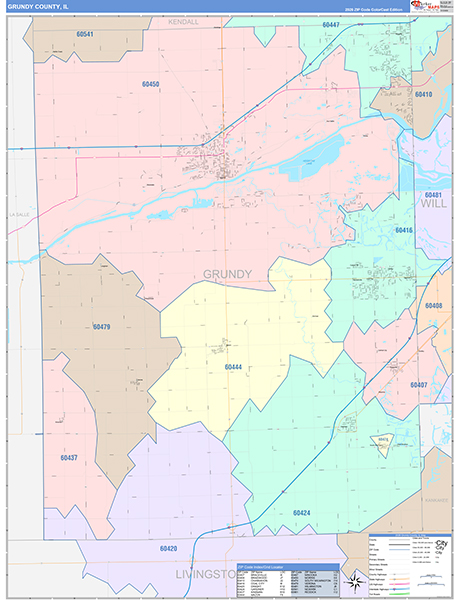 Grundy County, IL Zip Code Map