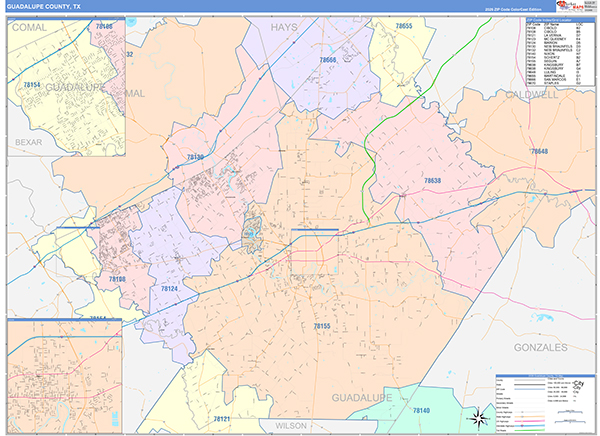 Guadalupe County, TX Zip Code Map
