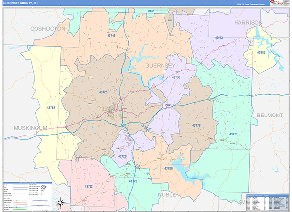 Guernsey County, OH Zip Code Map