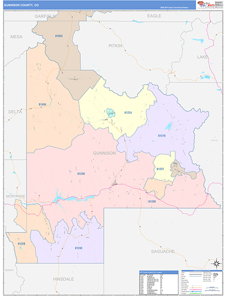 Gunnison County, CO Zip Code Map