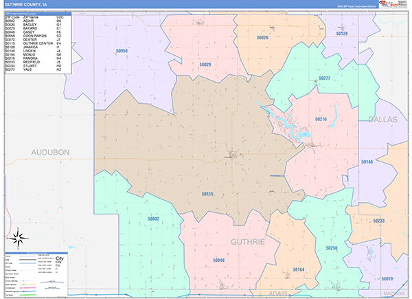 Guthrie County, IA Zip Code Map