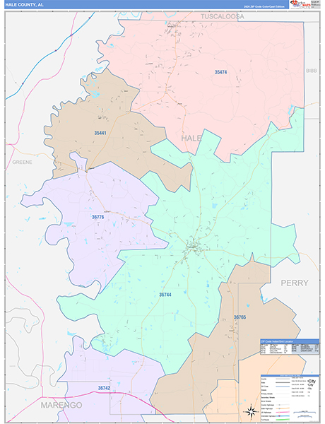 Hale County, AL Zip Code Map