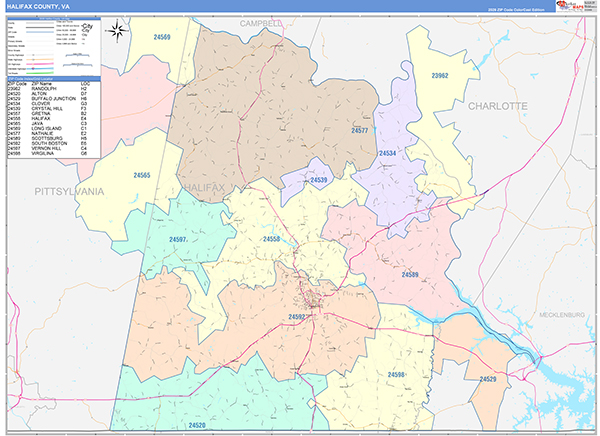 Halifax County, VA Zip Code Map