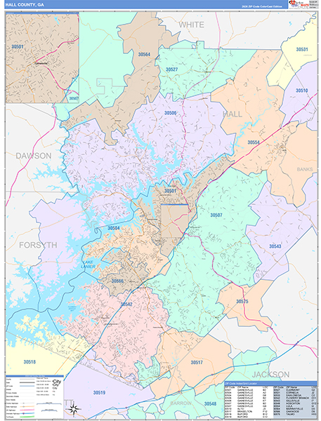 Hall County, GA Wall Map