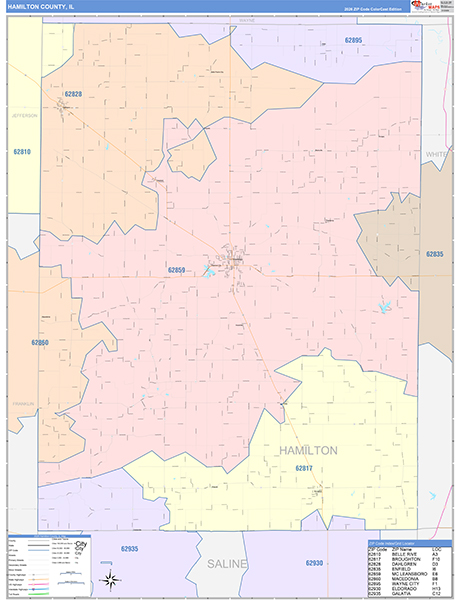 Hamilton County, IL Zip Code Map