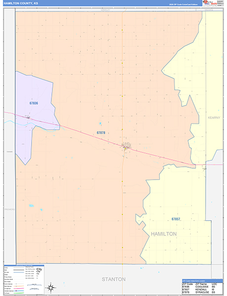 Hamilton County, KS Zip Code Map