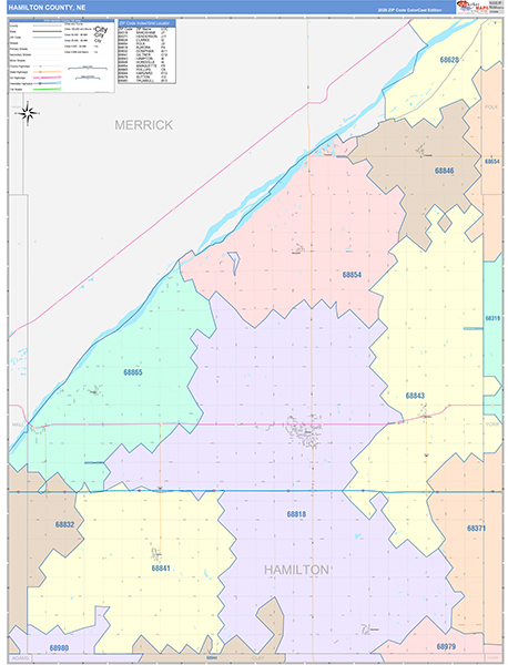 Hamilton County, NE Zip Code Map