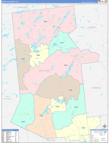Hamilton County, NY Zip Code Map