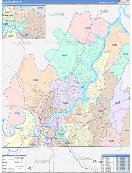 Hamilton County, TN Zip Code Map