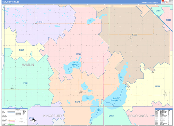 Hamlin County, SD Zip Code Map