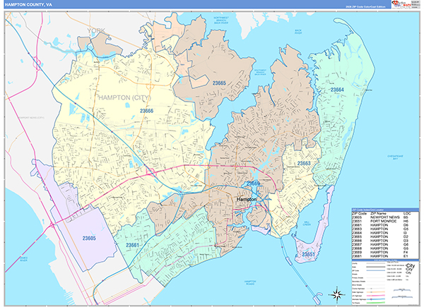 Hampton County, VA Zip Code Map